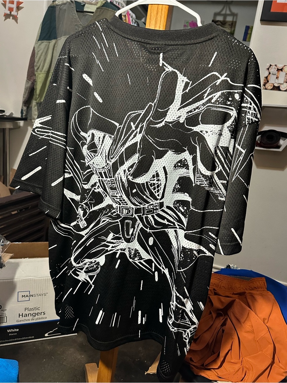 Star Wars Black Graphic Mesh Jersey Top with White Splash Print - Picture 2 of 11